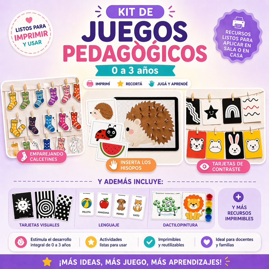 Kit de Juegos Imprimibles para Estimulación 0–3 años