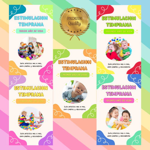 Guías de Estimulación, juegos y actividades 0 a 5 años - Promoción 5x1 + 3 BONOS DE REGALO✨