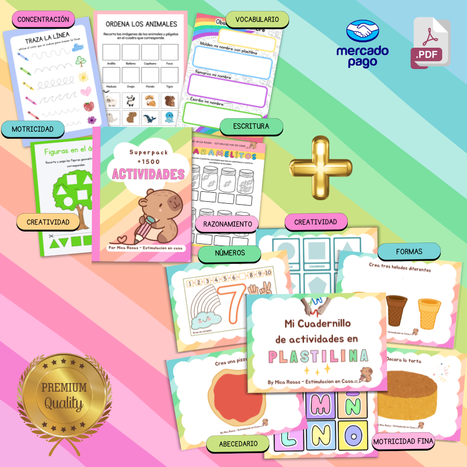 Súper pack de +1500 actividades educativas + Cuadernillo de Plastilina de regalo